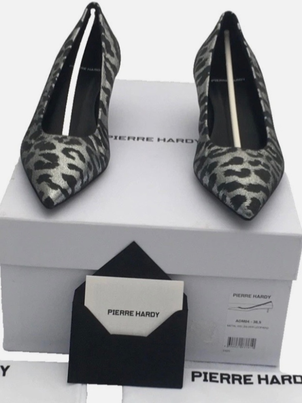 Pierre Hardy Stella ADM04 Metal Kid Silver Leopard Metallized Kidskin 38.5 Italy